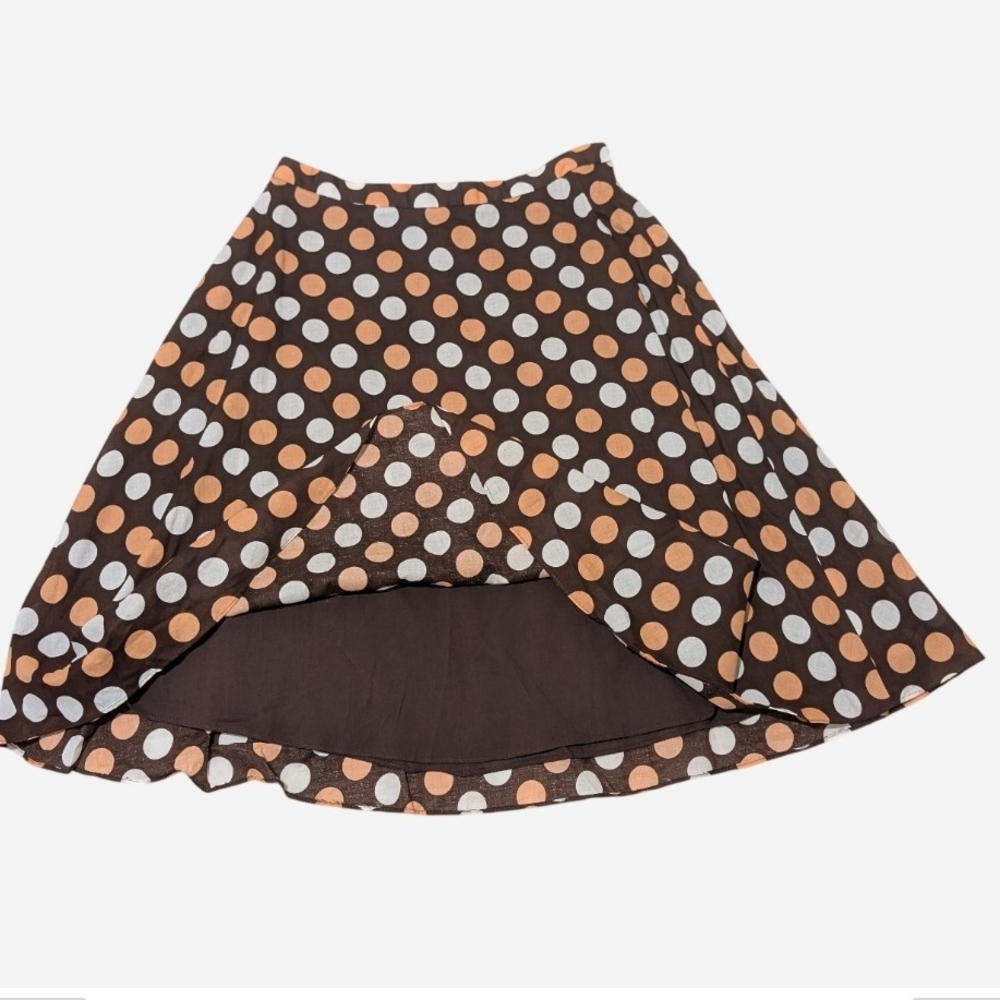 Pre-owned Stylish Polka Dot Skater Skirt - Orange and White - Picture 2 of 10